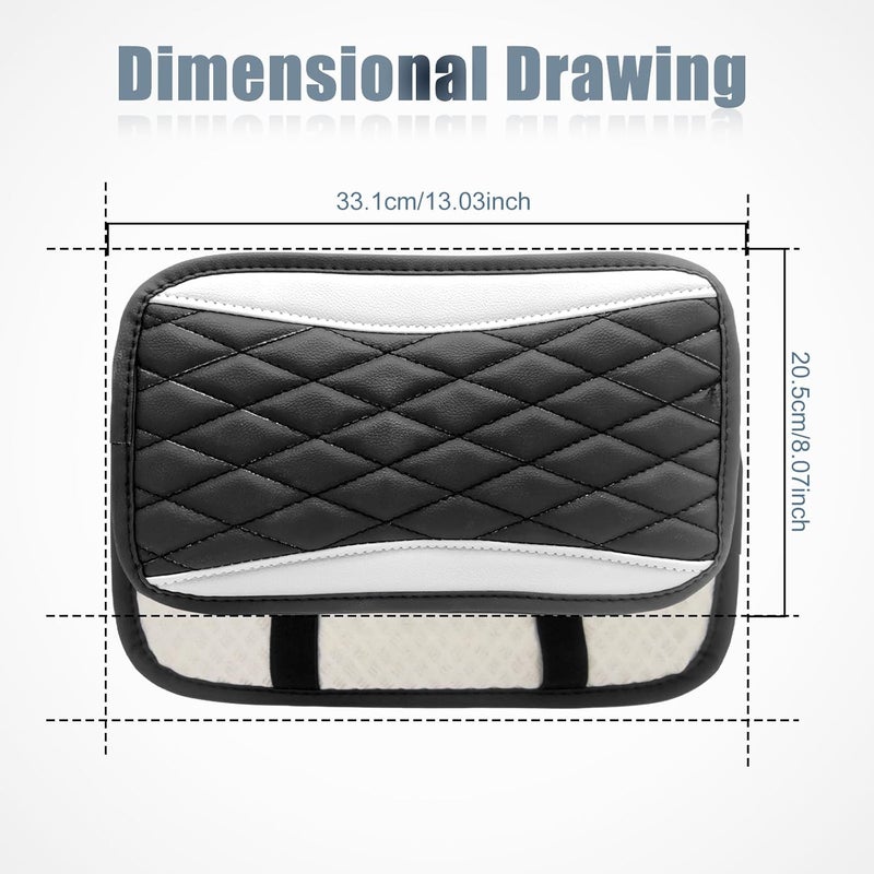 Vrasly Car Center Console Cover, Universal Leather Waterproof Armrest Seat Box Cover Protector, Comfortable Car Decor Accessories Fit for Most Cars, Vehicles, SUVs-White - Image 2